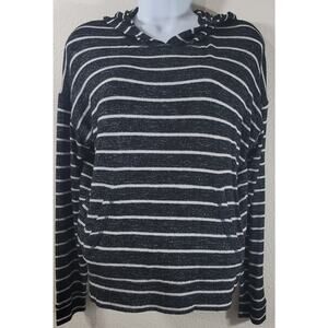 American Eagle Black White Striped Soft Sexy Plush Hoodie Top Small Lightweight